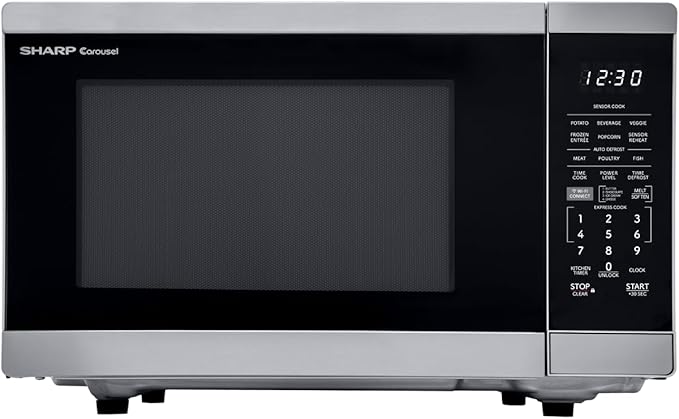 SHARP Countertop Microwave Oven Compatible with Alexa Orville Redenbacher's Certified with Removable 12.4" Carousel Turntable, 1000 Watt, 1.1 Cubic Feet, Stainless Steel