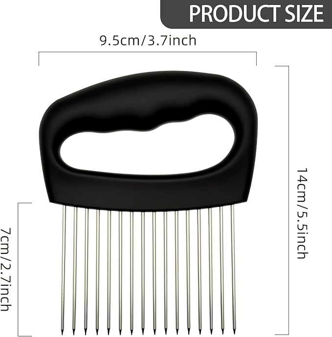 Extra-Large Onion Holder for Slicing, Onion Cutter Vegetable Chopper, Extra-Large Tomato Slicer with 16 Long Needles, Stainless Steel Tomato Potato Slicer, Meat and Food Slicing