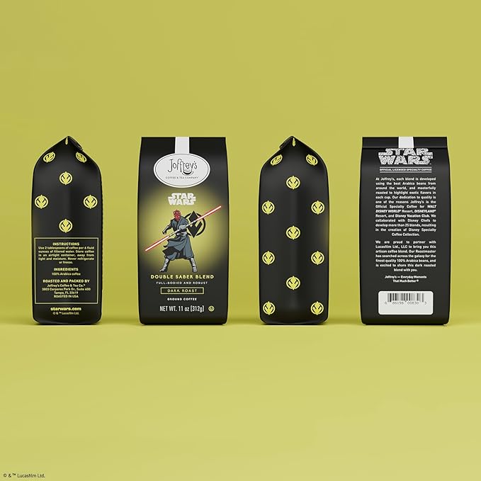 Joffrey's Coffee - STAR WARS™ Double Saber Blend, STAR WARS Licensed Coffee Collection, Artisan Dark Roast, Robust & Smooth Taste, Brew or French Press (Ground, 11oz)