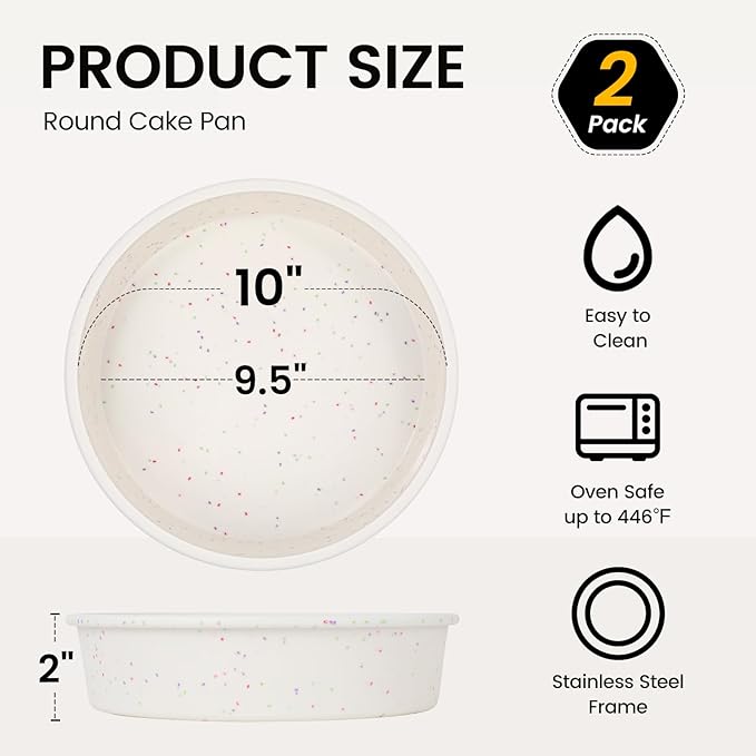 Vinino 10 Inch Silicone Round Cake Pan with Metal Reinforced Frame, Nonstick Silicone Springform Pan for Baking Suitable for Making Layers, Cheese & Chocolate Cakes