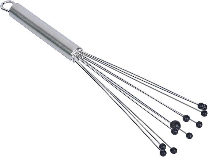 Restaurantware-German Standard 10.6 Inch Ball Whisks, 24 Kitchen Whisks With Silicone Balls - Ergonomic Handle, Dishwashable, Stainless Steel Manual Egg Beater, Durable, For Whisking, Stirring, Mixing