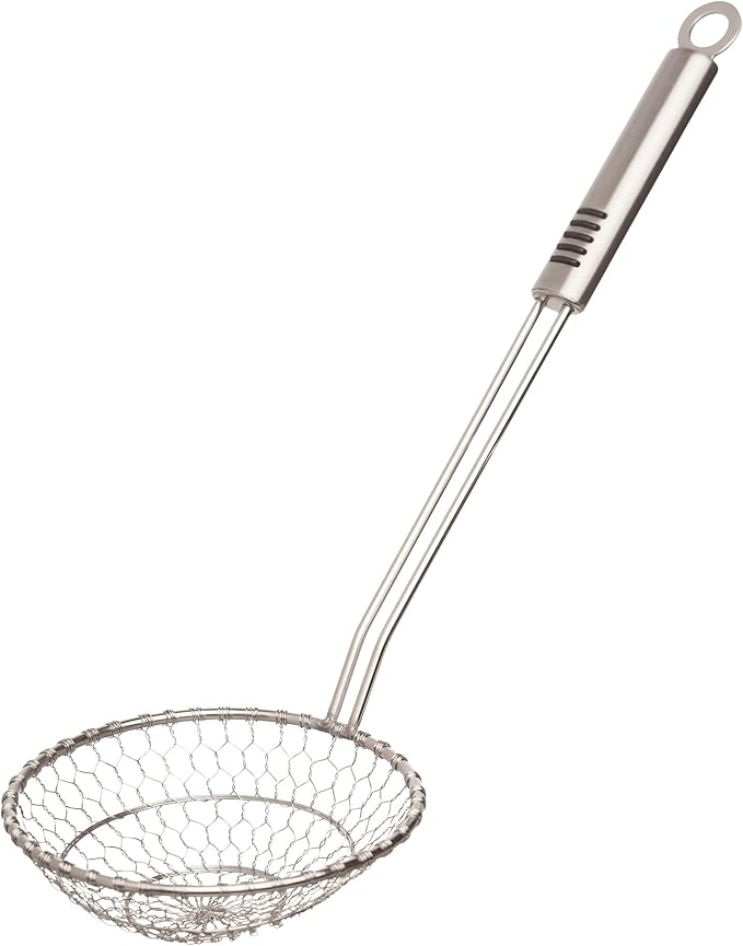 Helen’s Asian Kitchen Spider Strainer, All Stainless Steel, 5-Inch Strainer Basket With 10.25-Inch Handle