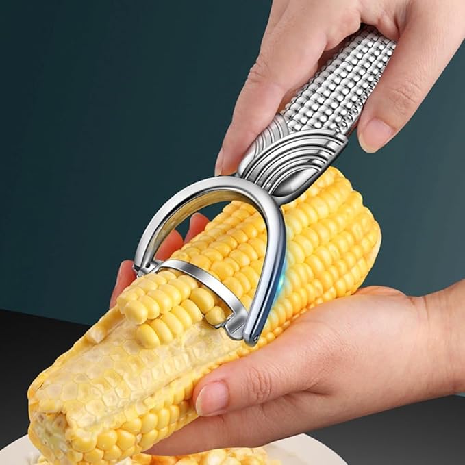 Duty Zinc Alloy Corn Stripper, Multi Function Corn Kerneler Creamer Tool Efficient Corn Peeler, Remover for Fresh Sweet Corn Vegetables Fruits