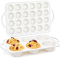 CAKETIME Silicone Muffin Pans for Baking, Metal Reinforced Frame Jumbo 6 Cups & Mini 24 Cups Cupcake Pan Nonstick Muffin Pan for Homemade Baking Easy to Handle
