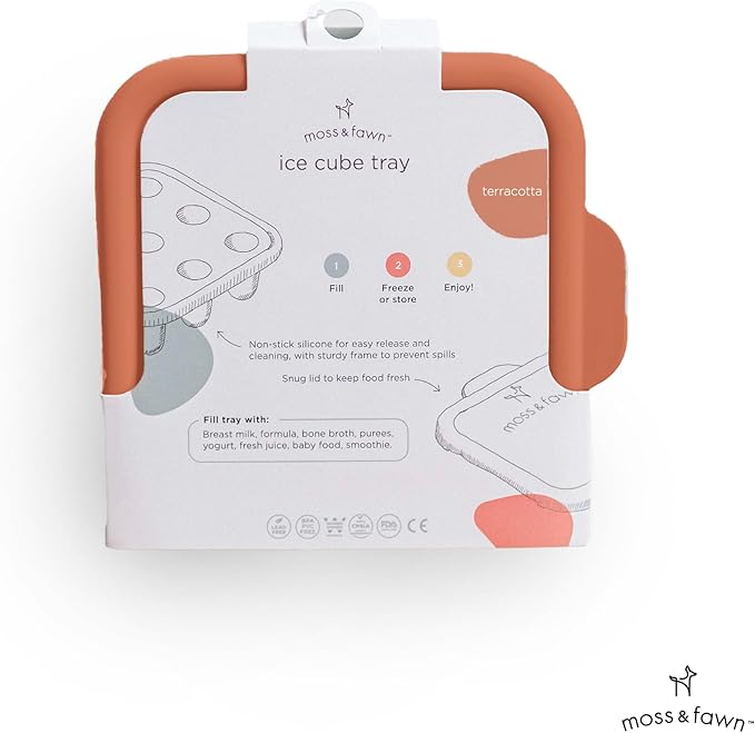 Moss and Fawn Ice Cube Tray - Forage Feeder Freezer & Teething Popsicle Mold for Breast Milk, Formula, Bone Broth, Purees, & Baby Food - BPA, Lead, & PVC-Free - Terracotta