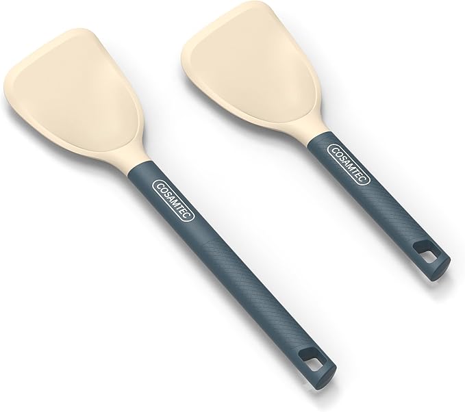 Silicone Small Spatula for Cooking Flexible Beveled Turner with Solid Inner Core and Heat Resistant Nylon Handle Ideal Spatula for Non-Stick Cookware