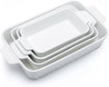 Casserole Dishes for Oven, Baking Dishes, Ceramic Bakeware Sets of 4, Rectangular Baking Pan Set with Handles for Baking, Casserole, Kitchen, Wedding Gift,White