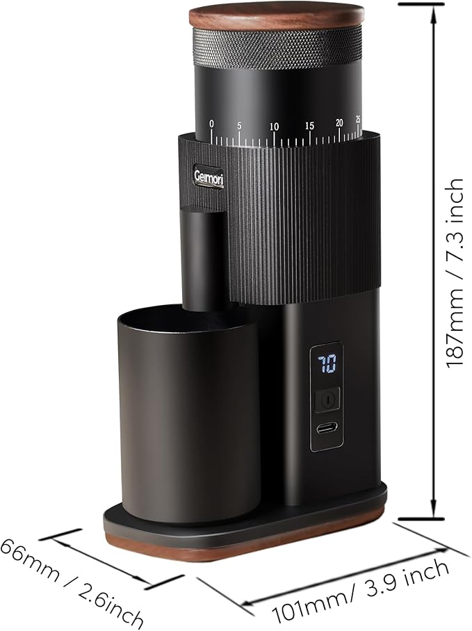 Coffee Grinder,Wirsh Portable Cordless Rechargeable Burr Coffee Grinder Geimori T38 with Conical Burrs,3600mAh Batteries,Grind Settings for Espresso,Pour Over,French Press,Camping,Travel&Home Use