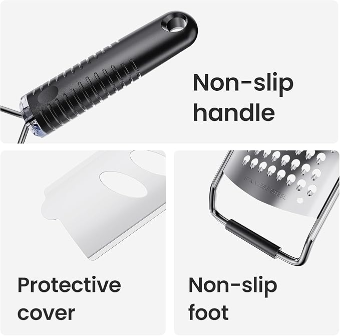 Cheese Grater with Non-Slip Handle, Lemon Zester, Extra Coarse Grater, 12in x 2.5in