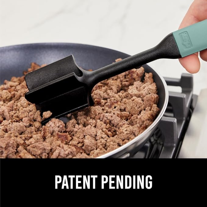 GORILLA GRIP Patented Heat Resistant Meat Chopper, Soft Handle, Nonstick Hamburger Smasher, Break Apart Food, Safe on All Cookware Ground Beef Grinder, Non Scratch Potato Masher Kitchen Tool, Mint