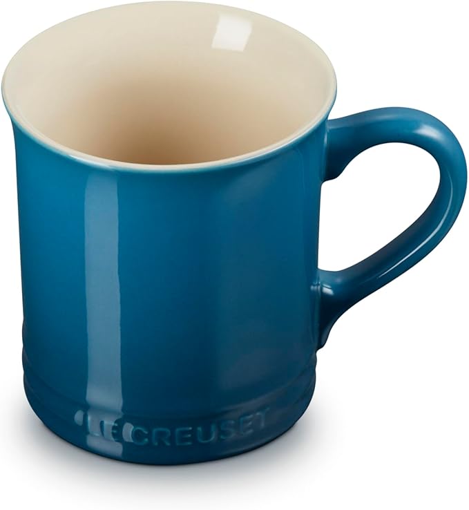 Le Creuset Enamel On Steel Demi Kettle & Stoneware Set of 2 Mugs, 1.25 qt. Kettle & (2) 14 oz. Mugs, Deep Teal