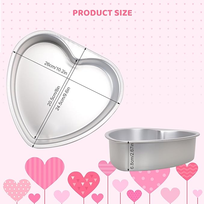 Heart Shaped Cake Pan 10 Inch Aluminum Cake Pans Heart Cake Tin Baking Cake Mold for Valentine's Weddings Birthday Party