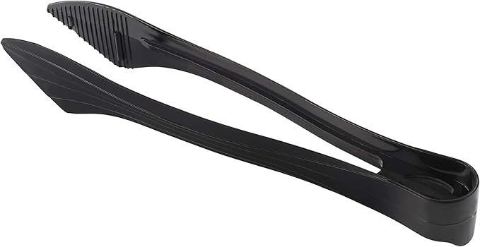 PARTY BARGAINS 8.5 Inches Plastic Serving Tongs, 12 Pack, Premium Quality & Heavy-Duty Black Plastic Tongs for BBQ, Salads, Grilling, Buffets, & Kitchen