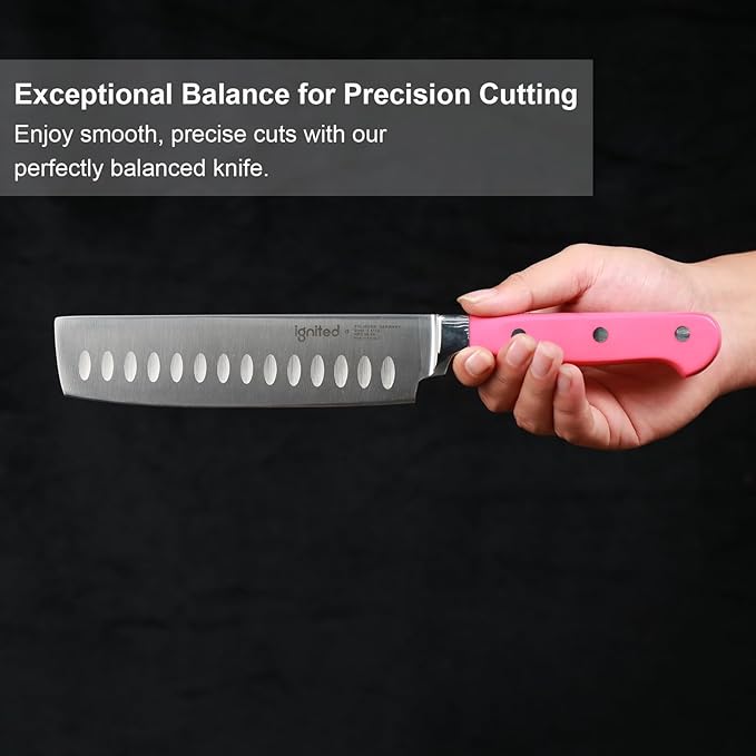 Nakiri Knife, 6.7 Inch, German High Carbon Steel, ABS Handle, Vibrant Colors, Cleaver, Gift Box