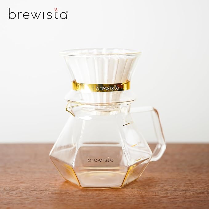 Brewista 300ml/10oz X Series Glass Coffee Carafe, Small Pour Over Glass Pot Server, 1-2 Cups, Polygonal Design for Improved Flavor, Heat Resistant Odorless Glass Pitcher