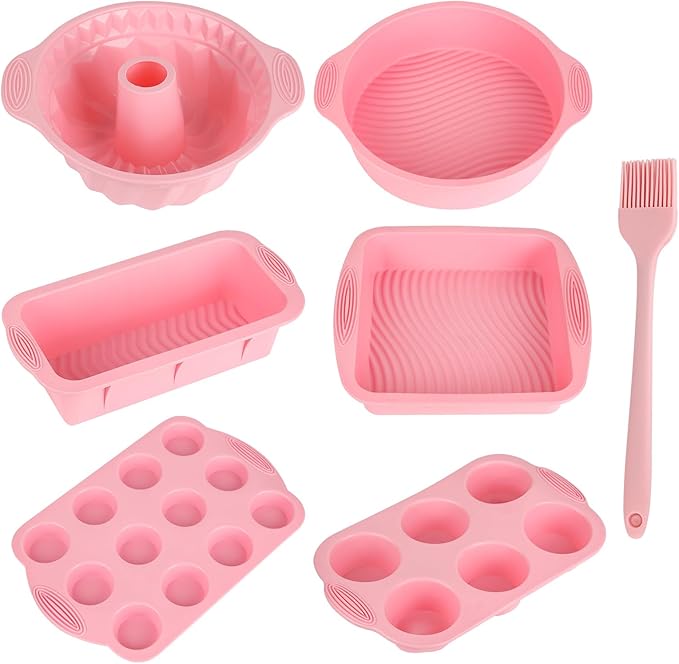 Silicone Bakeware Set, Heat Resistant Baking Pans, Nonstick Baking Molds for Cake