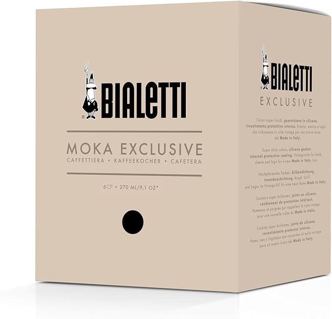 Bialetti Mocha Exclusive Black 6 Cup Open Fire (Coffee Maker, Espresso Maker, Makinetta)