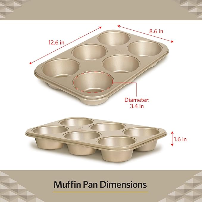 Glad Nonstick Jumbo Muffin Pan | Heavy Duty Metal | For Cupcakes | 6-Cup, Pack of 6