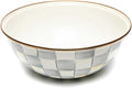 MACKENZIE-CHILDS Enamel Everyday Bowl, Serving Bowl for Entertaining, Medium, Gray-and-White Sterling Check, Set of 1