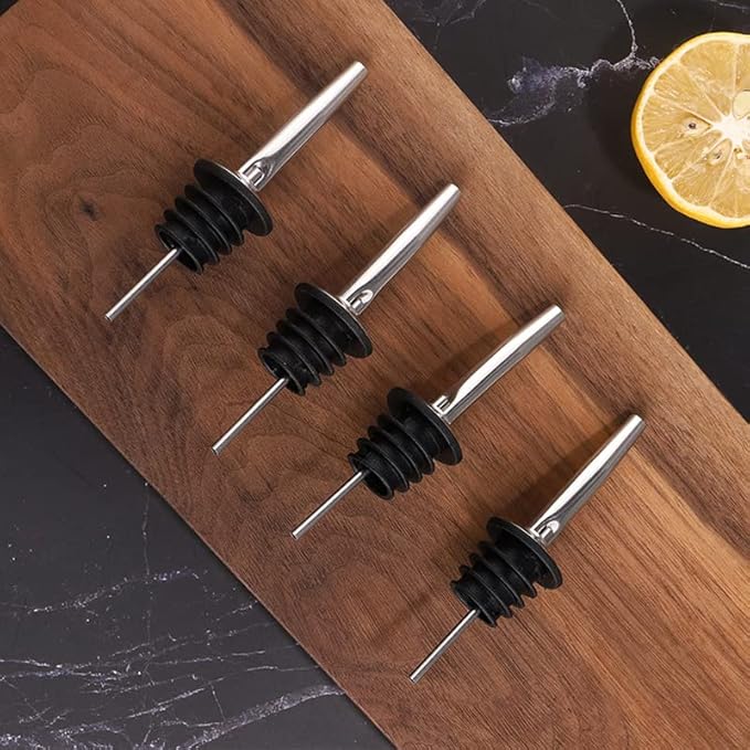 Pafusen 6 Pack Liquor Bottle Pourers, Liquor Pour Spout for Liquor Bottles, Stainless Steel Olive oil Dispenser Spout, Alcohol Pourer Spouts Dust Caps Covers, Sliver