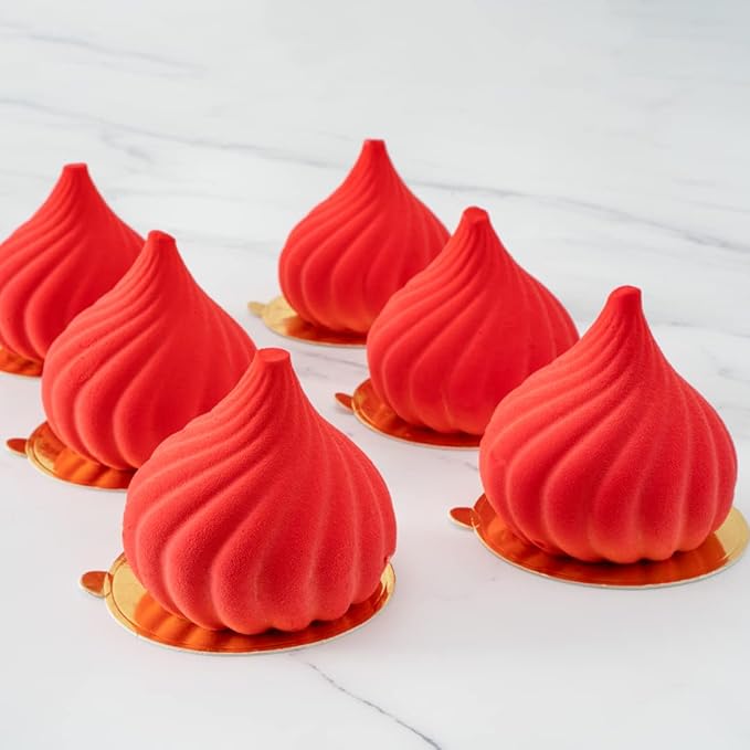 Pastry Tek 6 Cavities Spiral Silicone Mold, 1 Oven-Ready Spiral Mold - Flexible, Freezable, White Silicone Spiral Jello Mold, Easy Release, For Baking - Restaurantware
