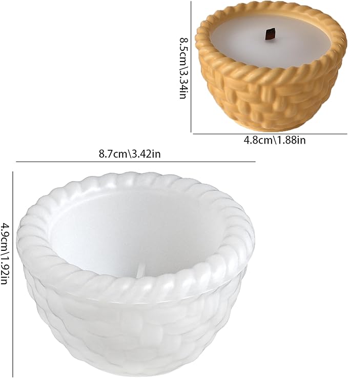 2 Pack Basket Cylinder Candle & Resin Mold - Resin Casting Silicone Molds for Home Decor & Candle Making Wave Spiral Mold