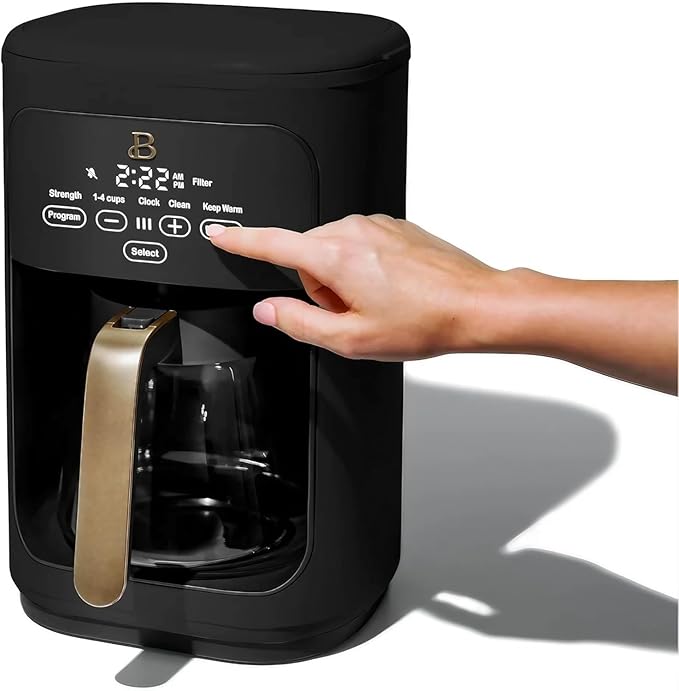 Beautiful 14-Cup Programmable Coffee Maker with Touch-Activated Display – Brew Hot Coffee Fast, Keep Warm & Auto-Pause (Black Sesame)