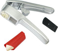 QPQ 2-in-1 Professional Garlic Press and Peeler Set, Aluminum Kitchen Tool with Built-in Cleaner, Manual Crusher and Mincer for Unpeeled Garlic Cloves,Fast And Portable Garlic Peeler