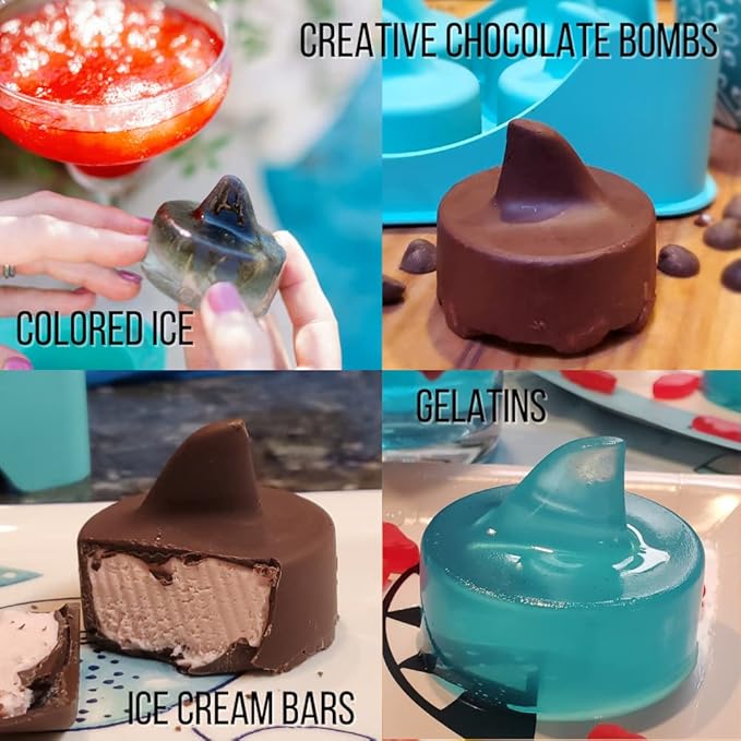 Shark Fun Ice Cube Trays - PACK OF 2 - Shark Mold Fin Ice Molds Fun Shapes