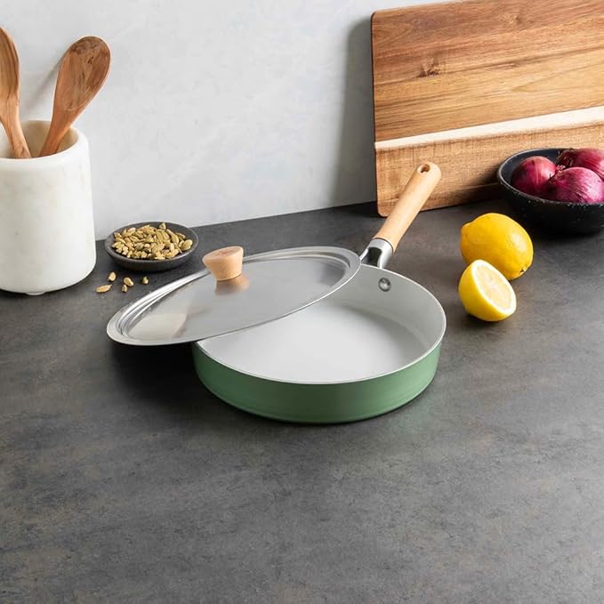 Nordic Ware Cardamom Ceramic Nonstick 10 Inch Fry Pan with Lid