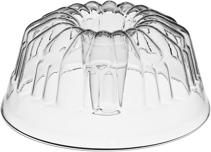 SIMAX Clear Glass Fluted Bundt Cake Pan, Heat, Cold, and Shock Proof, 2.1 Quart (8.4 Cups), Made in Europe, Great for Ring Cakes, Puddings, Desserts, Monkey Bread, and More, Dishwasher Safe