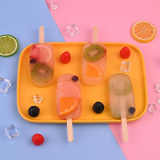 WMKGG Popsicle Silicone Molds Set, 2 PCS Ice Cream Molds with 50 Wooden Sticks for Cake Pop, Ice Pop, Cakesicles (Standard Size/Coffee)