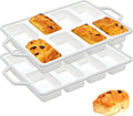 Vinino Silicone Mini Loaf Pans with Metal Reinforced Frame-2 Pack, Non-stick Silicone Bread Pan for Baking 8-Cavity, Tiny Banana Bread Set, Dishwasher Safe Brownie Pan-Gray