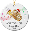 Tuba Musical Instrument Ceramic Ornament, Customized Year Text Name Tubist Tubaist Christmas Ornaments Gift for Women Men Husband Wife Dad Mom Tuba Player, Personalized Tubas Xmas Instrument Ornament