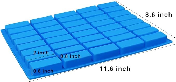 Mity rain 2 pack 40 Cavity Narrow Rectangle Silicone Caramel Candy Molds Chocolate Bar Mold for Truffles, Ganache, Jelly, Praline, Brownie, Butter, Ice Cube Tray