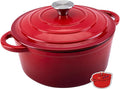 Enameled Cast Iron Dutch Oven Pot with Lid Heavy-Duty Cookware for Bread Baking, Braising, Stews, Roasting,5.5QT，red