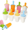 Miaowoof Silicone Popsicles Molds for Toddlers, 8-Cavity Non-BPA Premium Silicone Small Popsicle Molds, Ice Pop Mold with 8 Colorful Reusable Sticks for Kids (White)