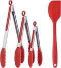 Kitchen Tongs for Cooking Locking Silicone Stainless Steel Buffet Serving Tongs, 7,9 and 12 Inch Silicone Spatula Non-stick,Heat Resistant 4 Pack