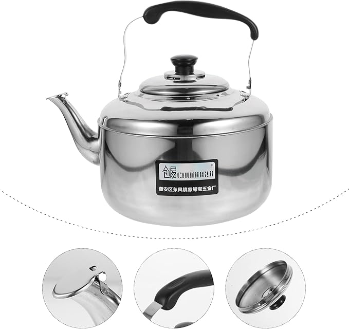 Large Capacity Stainless Steel Sounding Kettle for Induction Cooker with Comfortable Anti-scald Handle for Home Use and Quick Heating