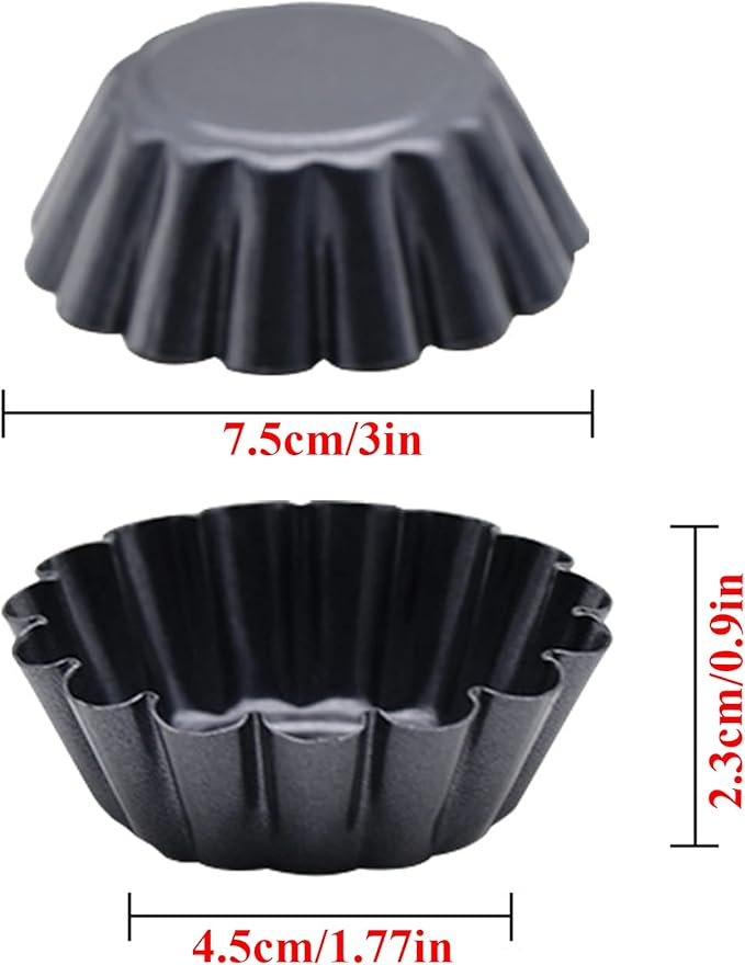 12 Packs Egg Tart Mold, Bigger Size 3 x 0.9inch, Non-Stick Pan Carbon Steel Cake Molds, Mini Pie Mould, Muffin Cupcake Pudding Baking Cup Maker - for Pies, Chinese Egg Tart, Cakes