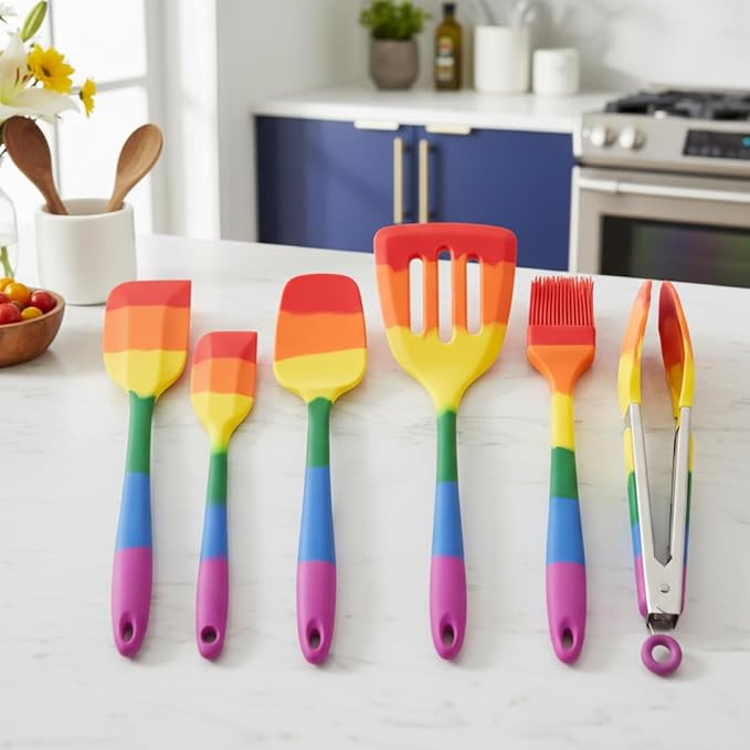 Cooking With Pride Non-Stick Scraper Spatula, Heat-Safe Silicone With Iron Core, 10.75-Inch