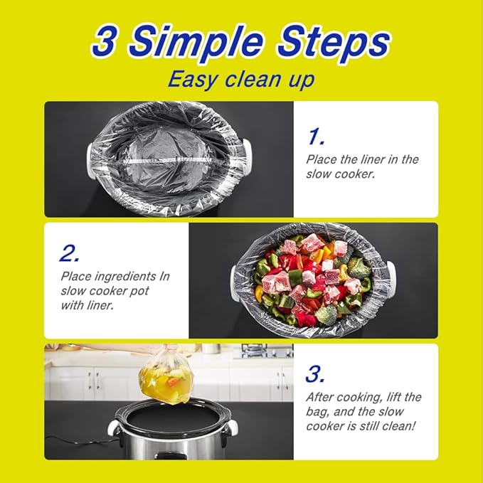 Slow Cooker Liners,3-8 Quart Cooking Bags Large Size 13"x 21", Disposable Slow Cooker Bags Oval For Crock Pot 20PCS