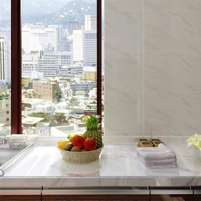 NECAUX Custom Multi-Size 1.5mm Thick Clear PVC Table Cover Protector - 24 x 56 Inch Rectangular Soft Glass Dining Table Pad for Wooden, Glass, Marble Table/Desk Floor Mat