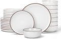 Famiware Mercury 24 Pieces Dinnerware Sets, Plates and Bowls Sets for 8, Microwave and Dishwasher Safe Dish Set, White
