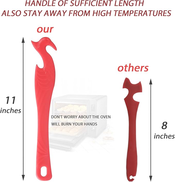 Oven Rack Push Pull Tool 2-Pack (11 Inch) - Longer Handle Suitable for Toaster Oven, air Fryer, Toaster