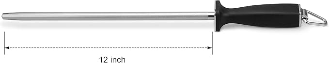 Superior Knife Sharpening Rod, 12 Inch Professional Diamond Brushed Sharpening Steel