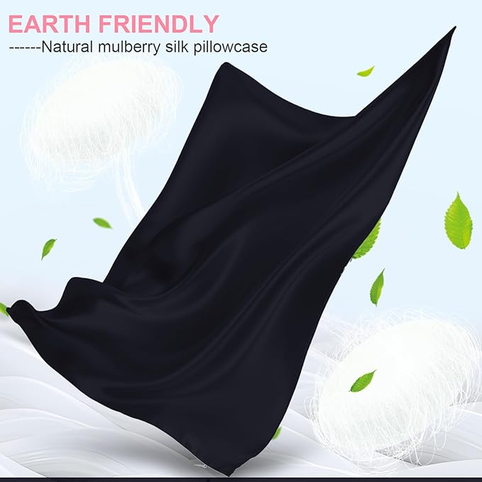 Mulberry Silk Pillow Cases 2 Pack Queen Size 20x30 Inches with Hidden Zipper, Ultra Smooth and Soft Breathable Cooling Silk Satin Pillowcase Set of 2, Better for Hair and Skin, Gifts for Women Men