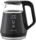 OVENTE 1L Small Electric Kettle with 5 Temperature Preset, Digital Display, 5Hr Keep Warm, Auto Shut-Off, Double-Wall Cool Touch Exterior, Borosilicate Glass,1500W BPA Free Water Boiler, Black KD95B