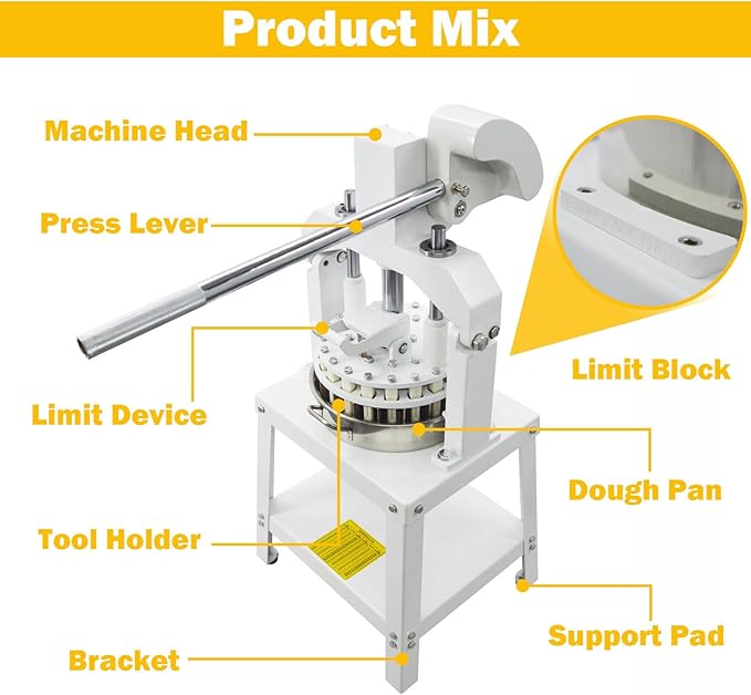 TECHTONGDA Commercial Dough Divider Rounder Machine Manual 18PCS Dough Cutter Hand Press Bread Bakery Dough Dividing Machine