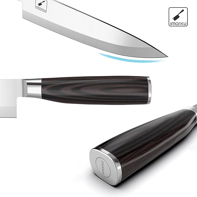 imarku Chef Knife 8-Inch Pro Japanese Kitchen Knife 7Cr17MoV High-Carbon Stainless Steel Paring Knife Ergonomic Handle Rasor Sharp Single-Bevel Edge Chrisymas and Thanksgiving Gift for Women and Men